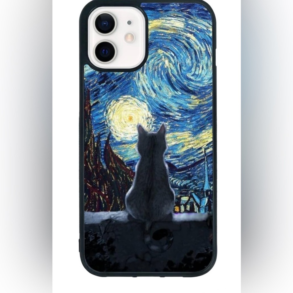 Starry Night Cat Phone Case for Iphone 12/12Pro